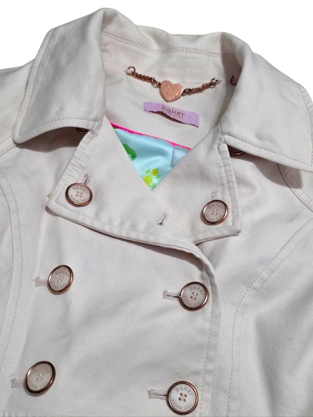 baker Ted baker extremely light pink double breasted collared trench coat